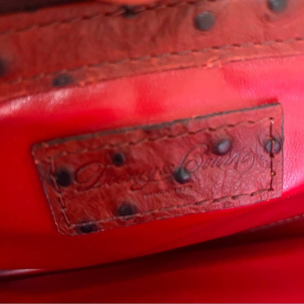 Dooney & Bourke Red Leather Women's Bag  Ostrich Embossed crossbody Clutch Purse - Picture 12 of 16